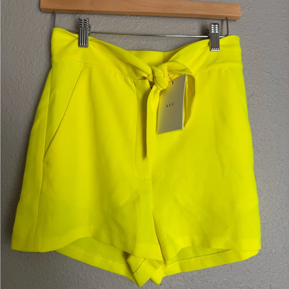 A.L.C. High Waist Neon Yellow Shorts - Picture 1 of 2
